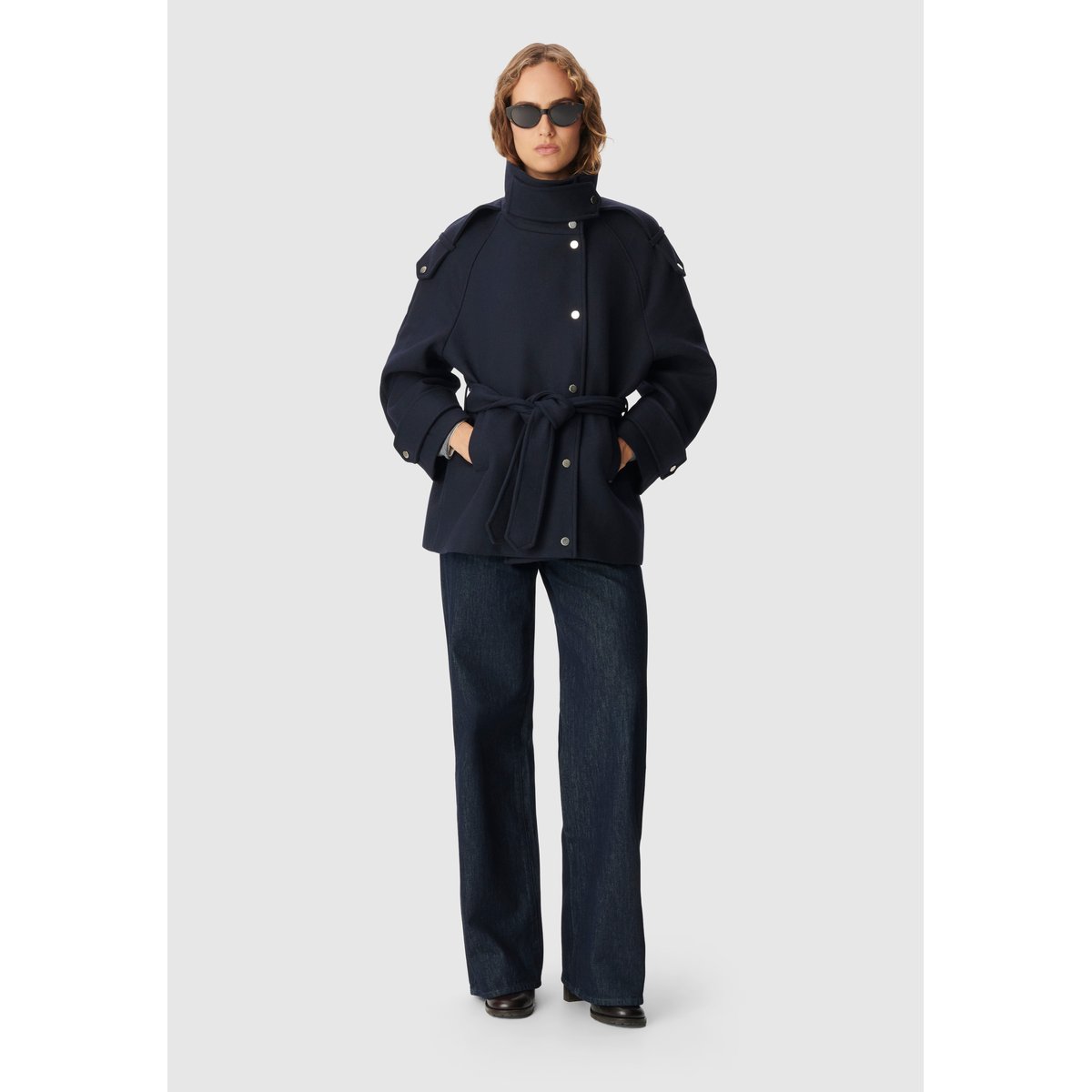 Manteau avec ceinture bleu marine, IKKS