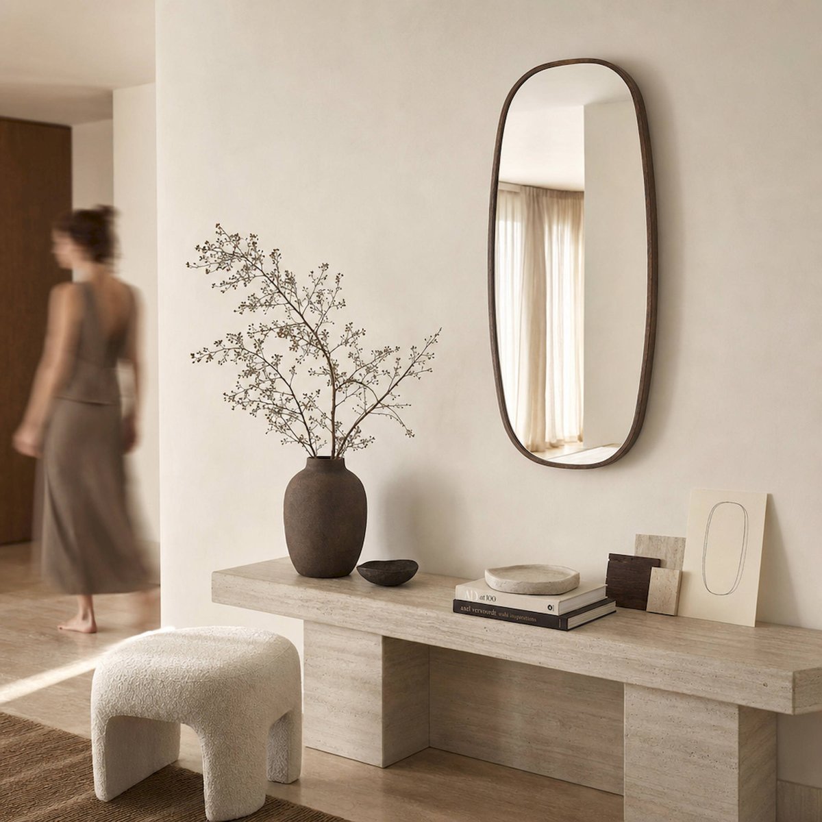 Miroir contemporain en bois collection VACIO brun, RECOLLECTION
