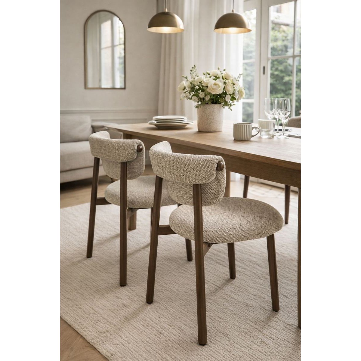 Chaise design empilable en tissu (lot de 2), LEE beige, BOITE A DESIGN