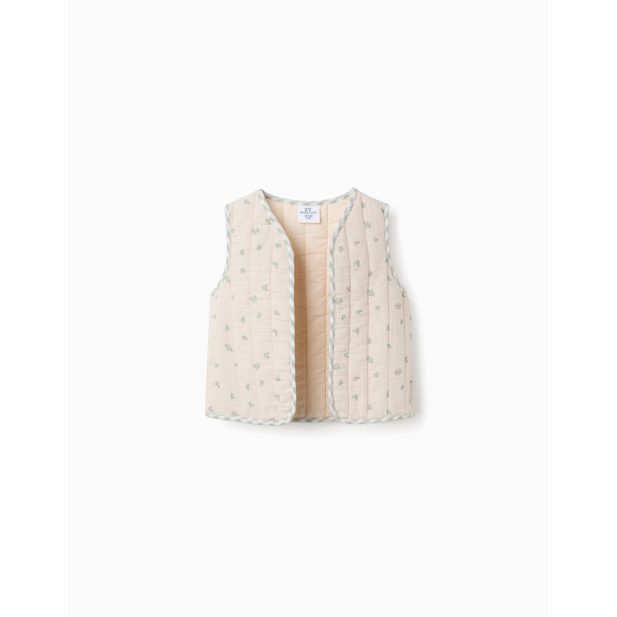 Gilet rembourré en coton à motif vert clair, ZIPPY