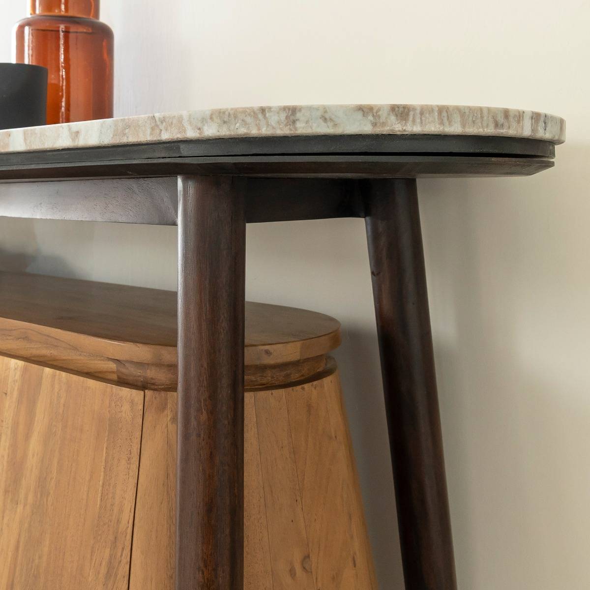 Buffet en bois d'acacia et marbre SIMON bois clair, MADE IN MEUBLES 