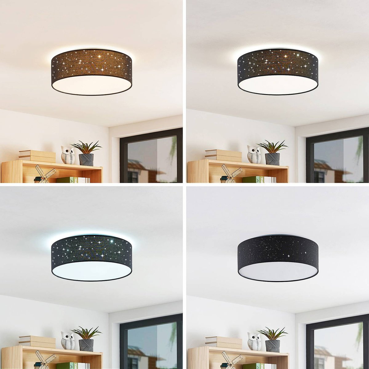 Plafonnier en textile moderneLED, Ellamina noir, LINDBY