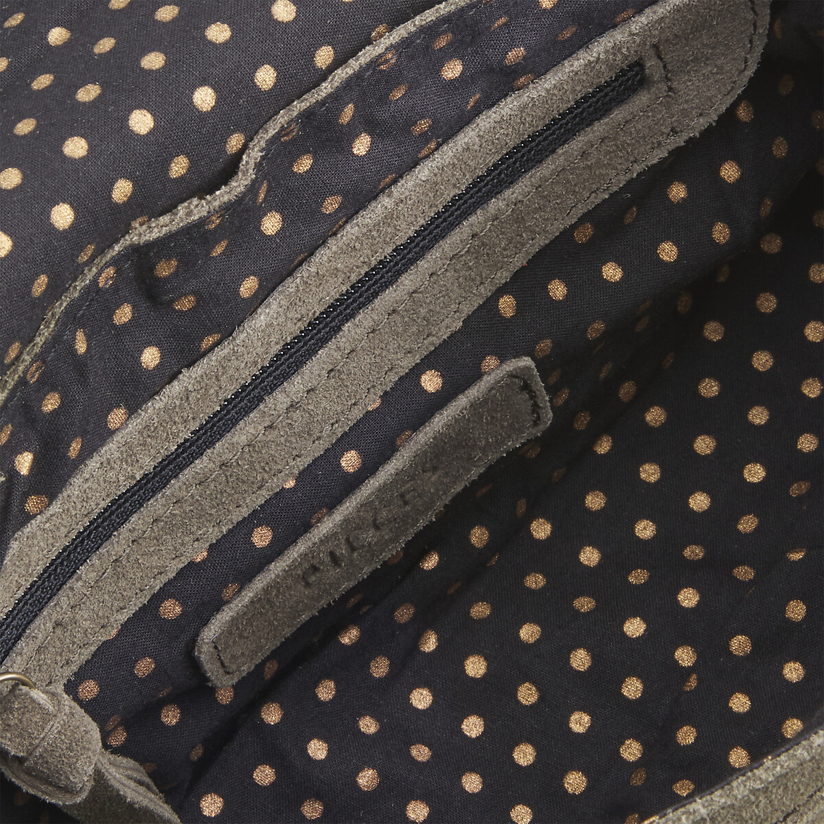 Sac bandoulière en cuir suède Binia kaki, PIECES