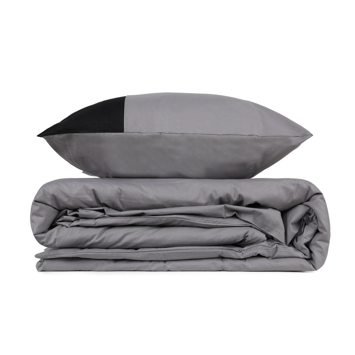 Parure housse de couette coton unie, Plain gris, C DESIGN HOME TEXTILE