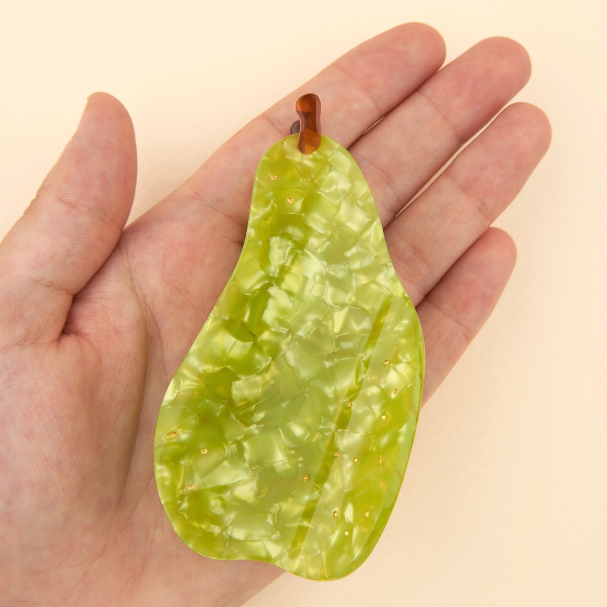 Pince à cheveux POIRE vert nacré, COUCOU SUZETTE