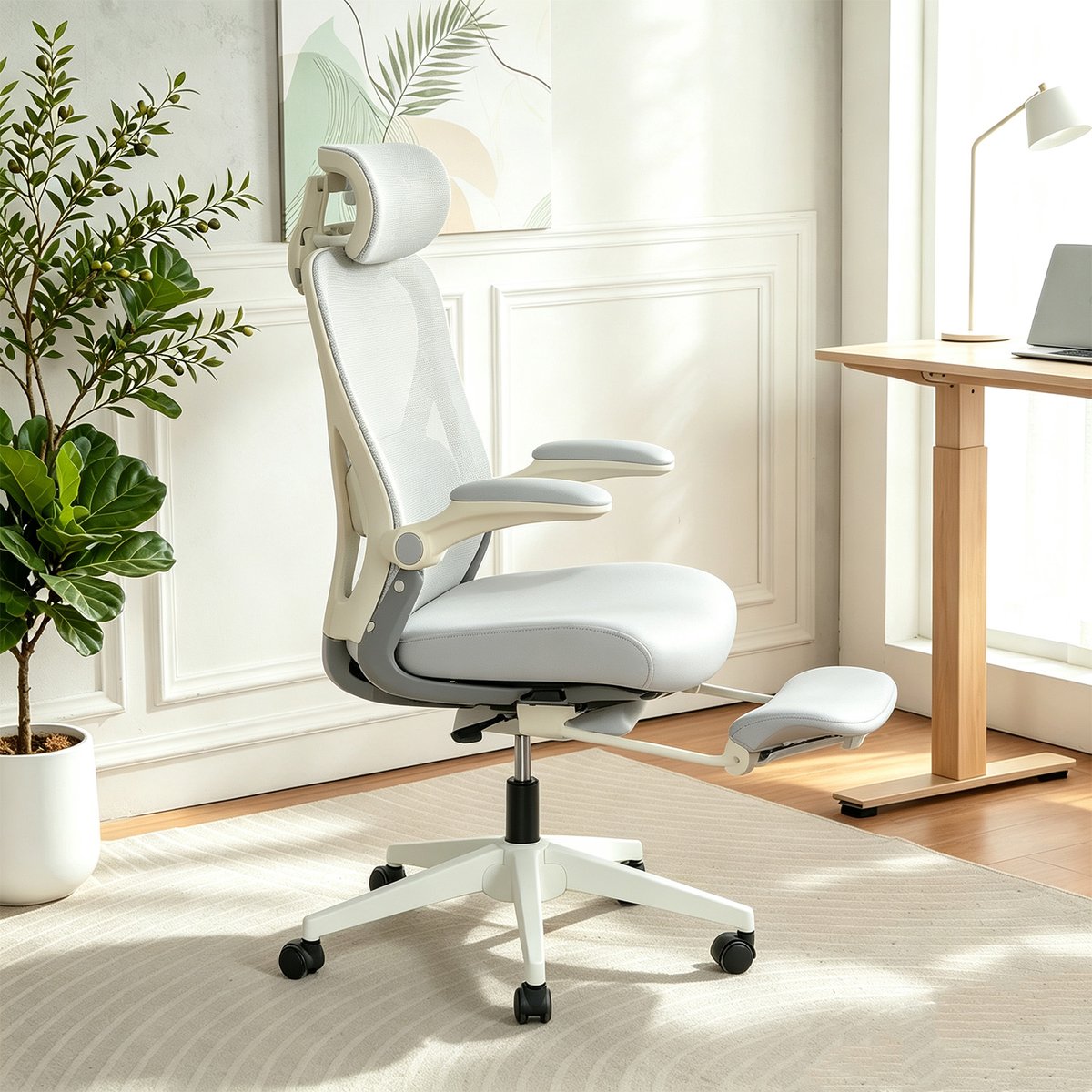Fauteuil de bureau ergonomique en maille, VONGER gris, MEUBLES COSY