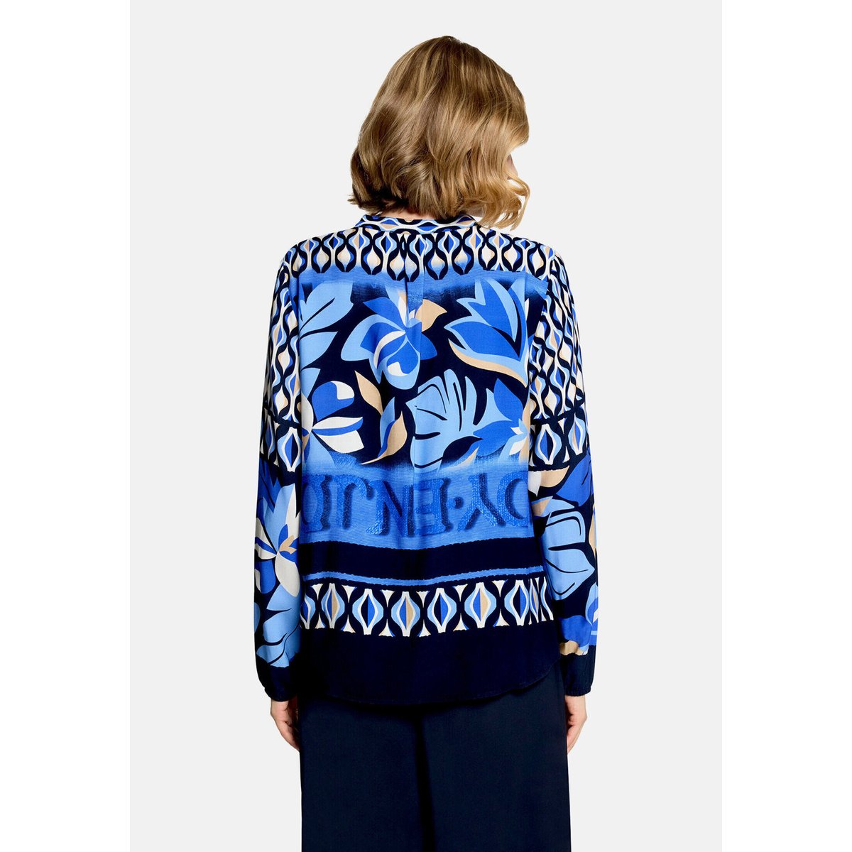 Chemisier long à col droit bleu foncé/bleu, BETTY BARCLAY