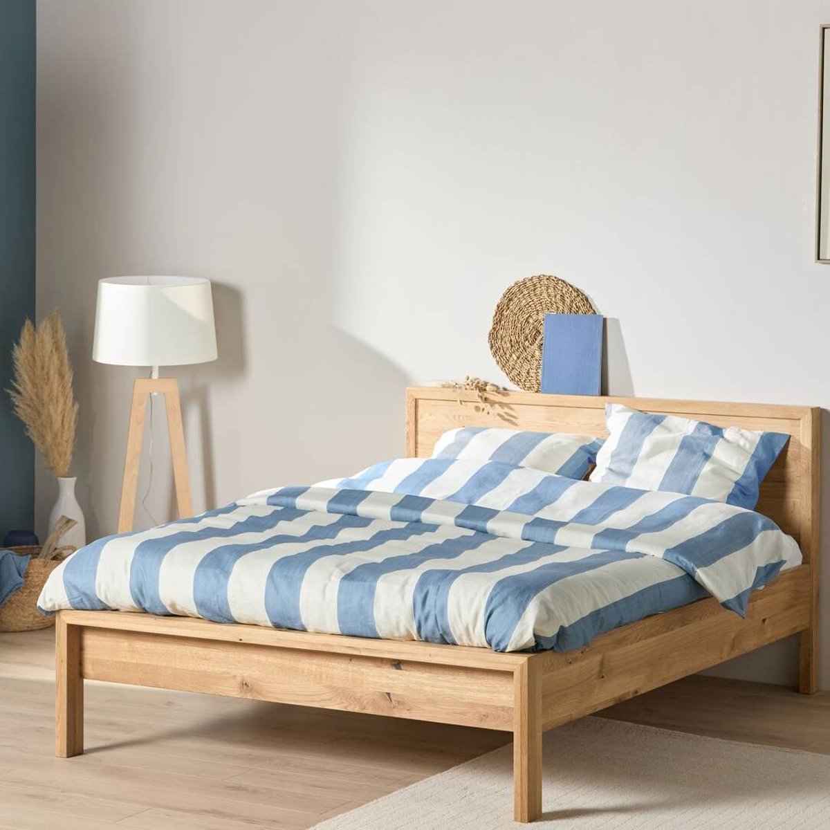 Parure de lit coton lin - OYAT bleu gris, CAMIF