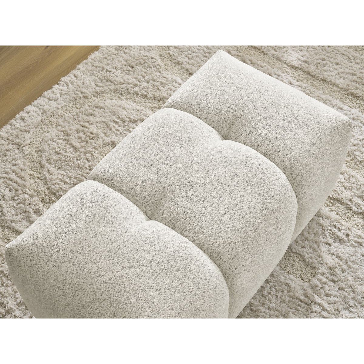 Pouf tissu chiné, ROXELANE blanc, BOBOCHIC