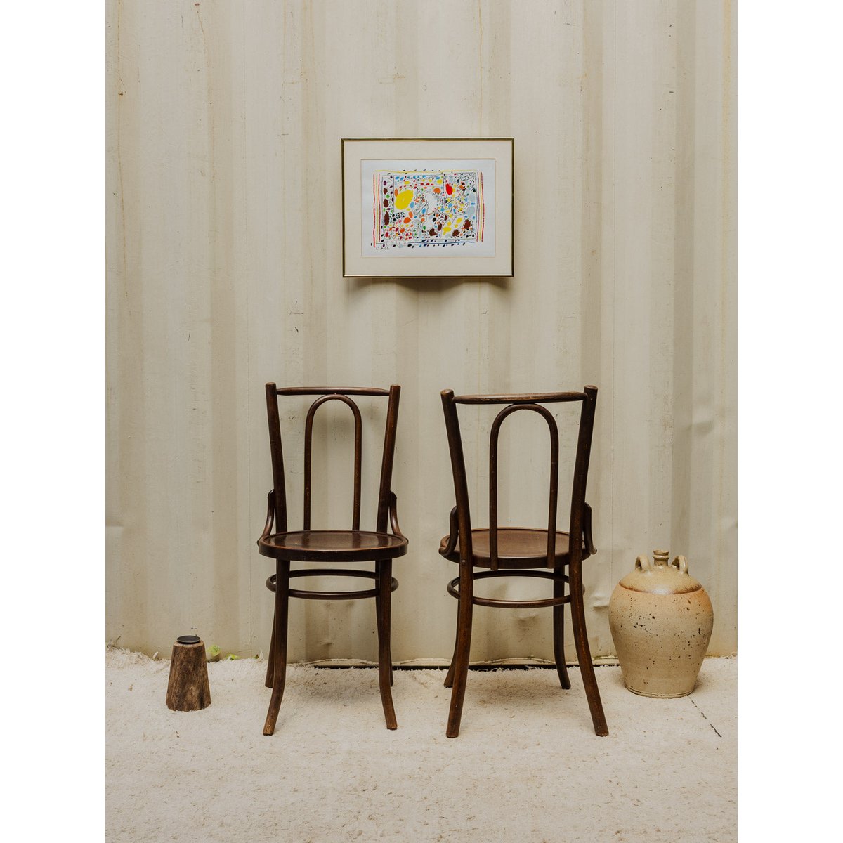 Lot de 4 chaises bistro en bois Claude N°1372 - Bon état bois foncé, DEBONGOUT