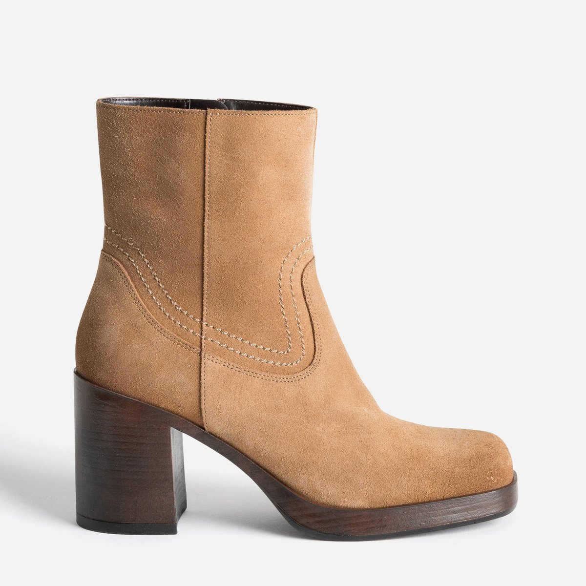 Boots À Talon en cuir CELIA camel, ERAM