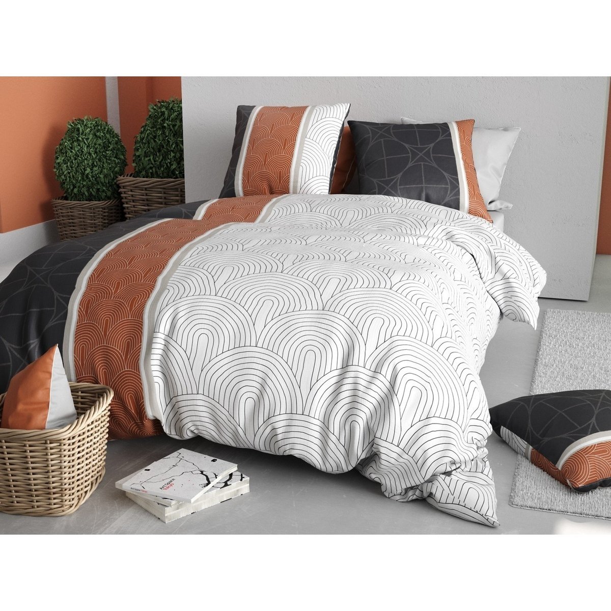Parure de lit Art deco Ekinose blanc, EDEN
