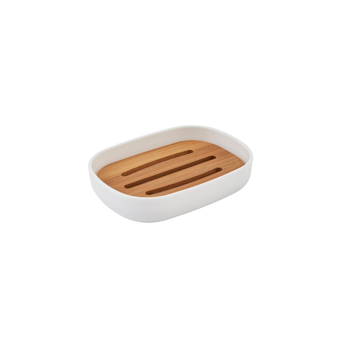 Set salle de bain 4 pièces uni en bambou SEQUOIA blanc, GUY LEVASSEUR