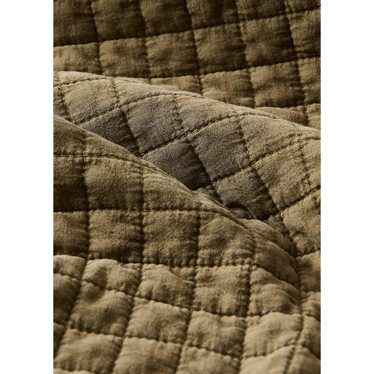 Couvre-lit coton garment-dyed carreaux lit 90/105 cm moutarde, MANGO HOME