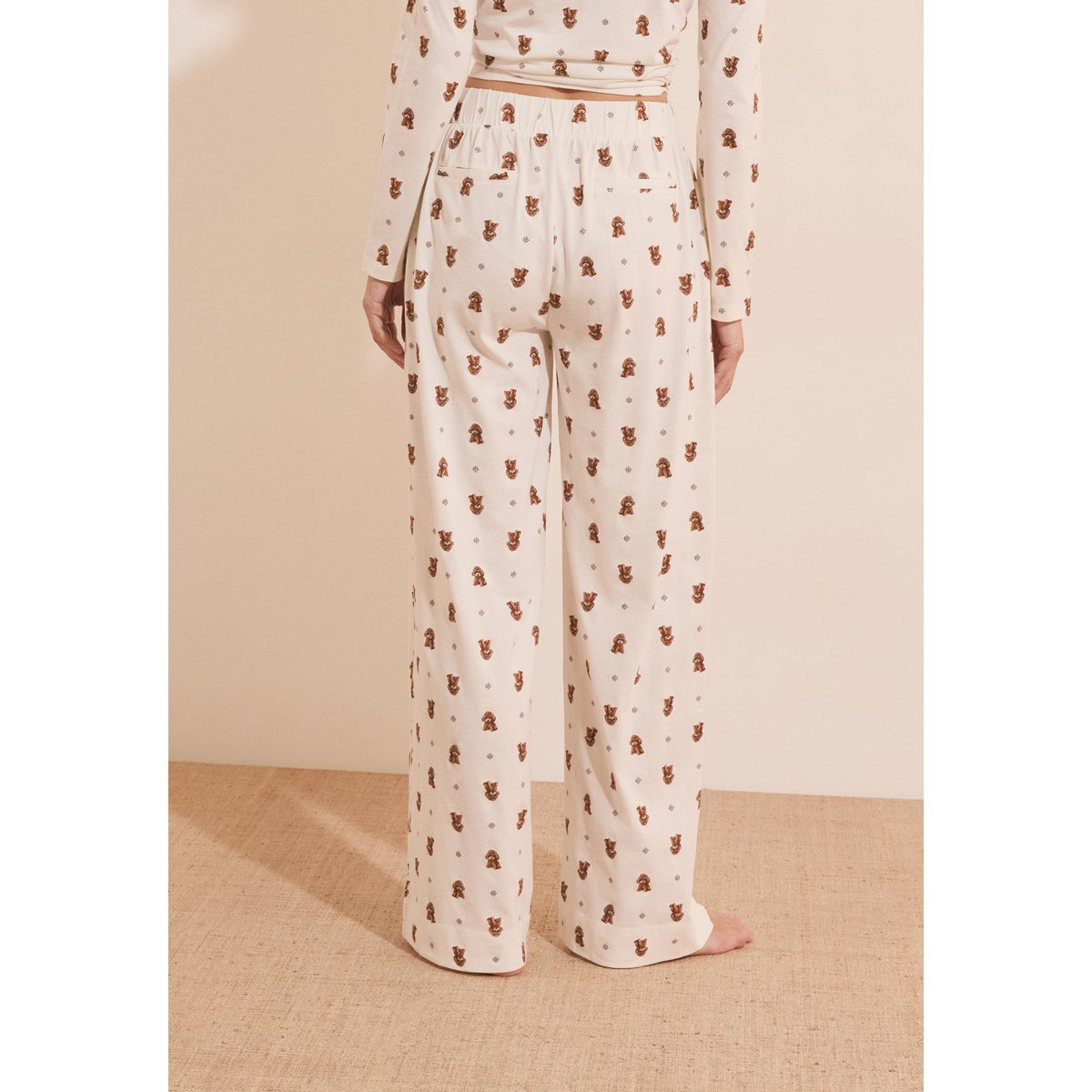 Pantalon de pyjama à motifs chiens en coton RUBY ecru, ETAM