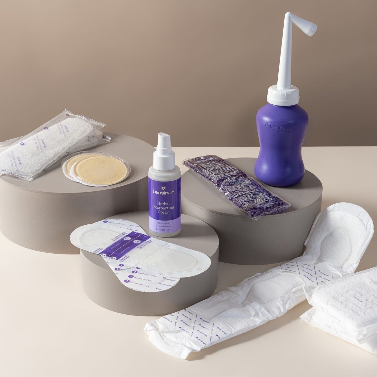 Serviette post-accouchement apaisante froid/chaud violet, LANSINOH