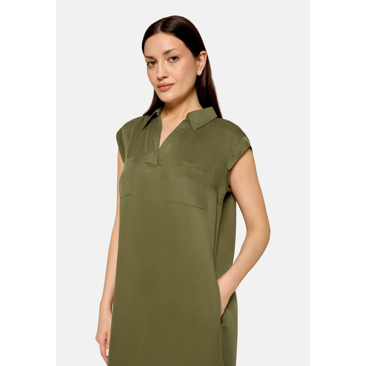 Robe casual à col burnt olive, CARTOON