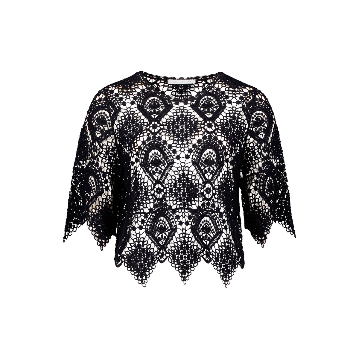 Pull-over en maille ajourée à motif ajouré noir, BETTY & CO