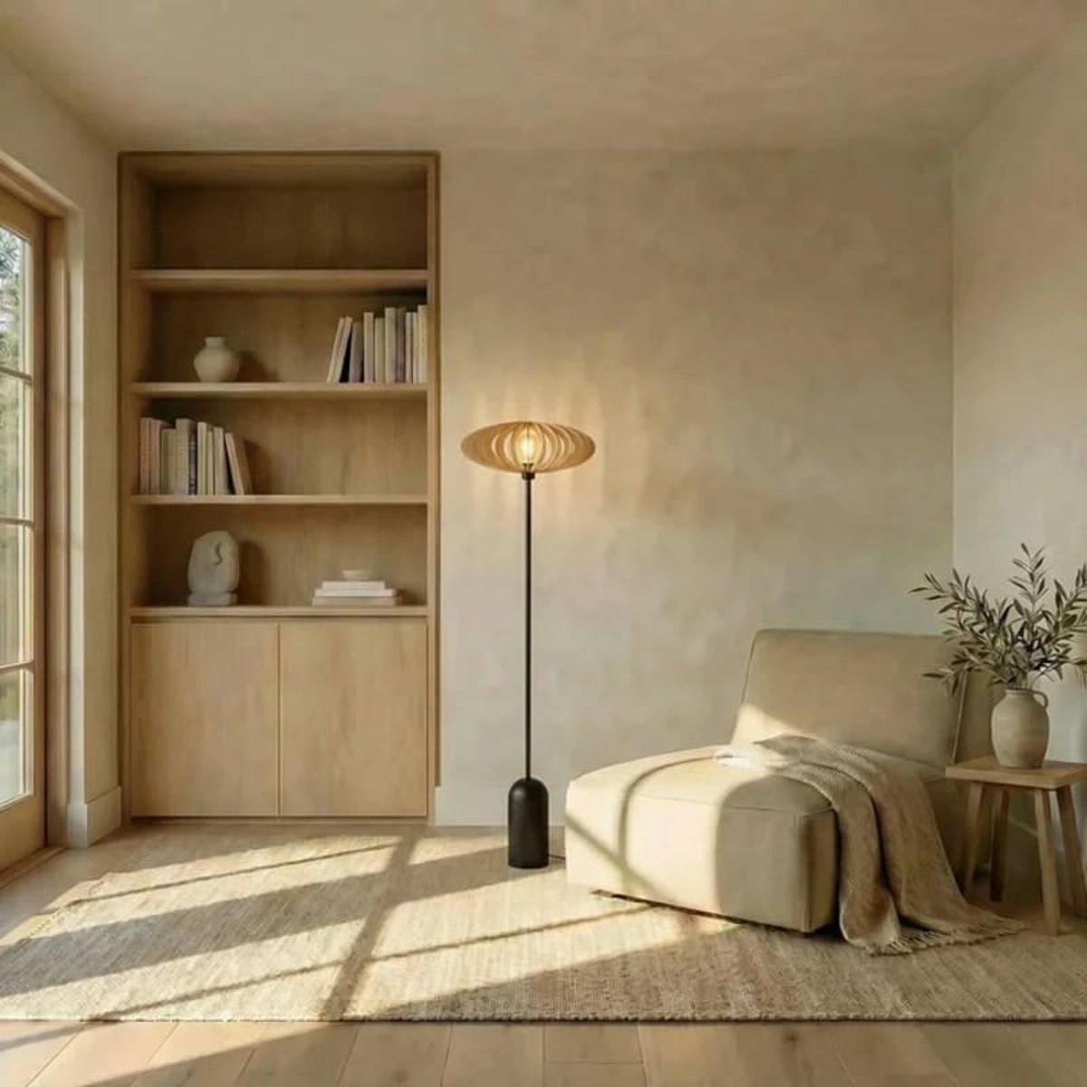 Lampadaire en bois de peuplier MINI NEO bois clair, ATELIER LOUPIOTE