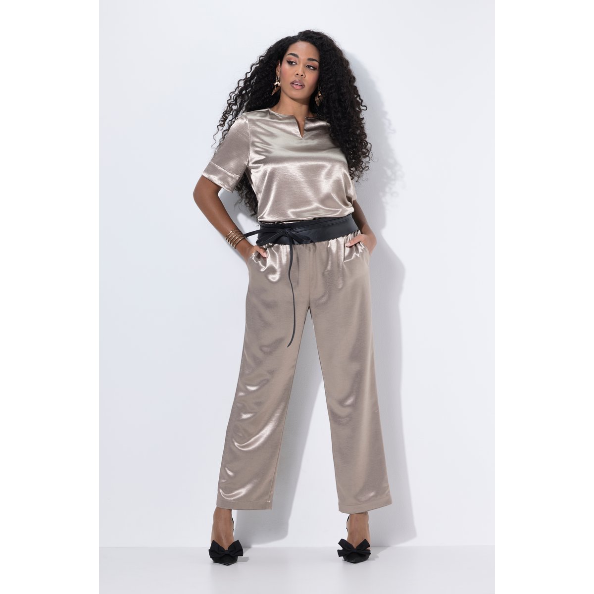Pantalon en satin Rose or, ULLA POPKEN