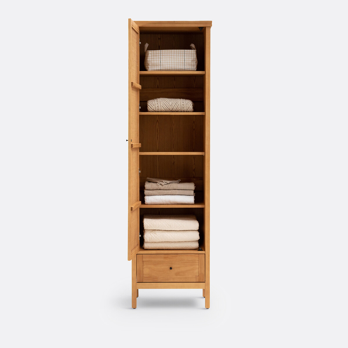 Armoire 1 porte pin massif et cannage, Gabin naturel, LA REDOUTE INTERIEURS