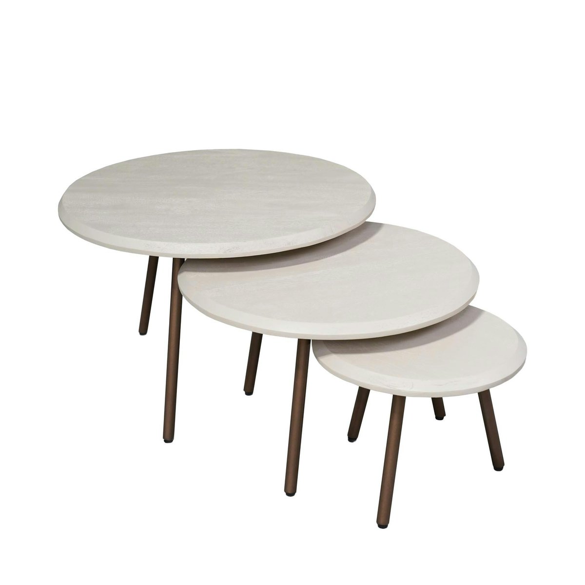Table basse gigogne ronde en bois beige sable (x3) ALMA beige, PIER IMPORT