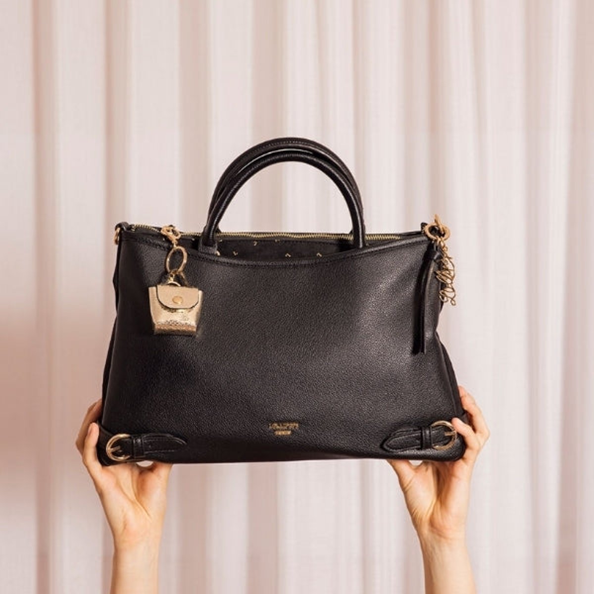 Grand sac shopper Tobi noir,doré, LOLLIPOPS
