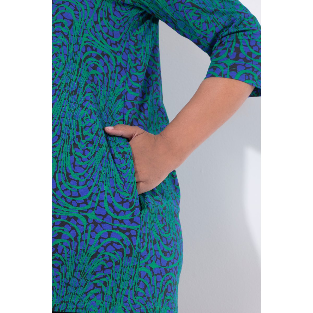 T-shirt long motif animal, coupe évasée bleu azur, ULLA POPKEN
