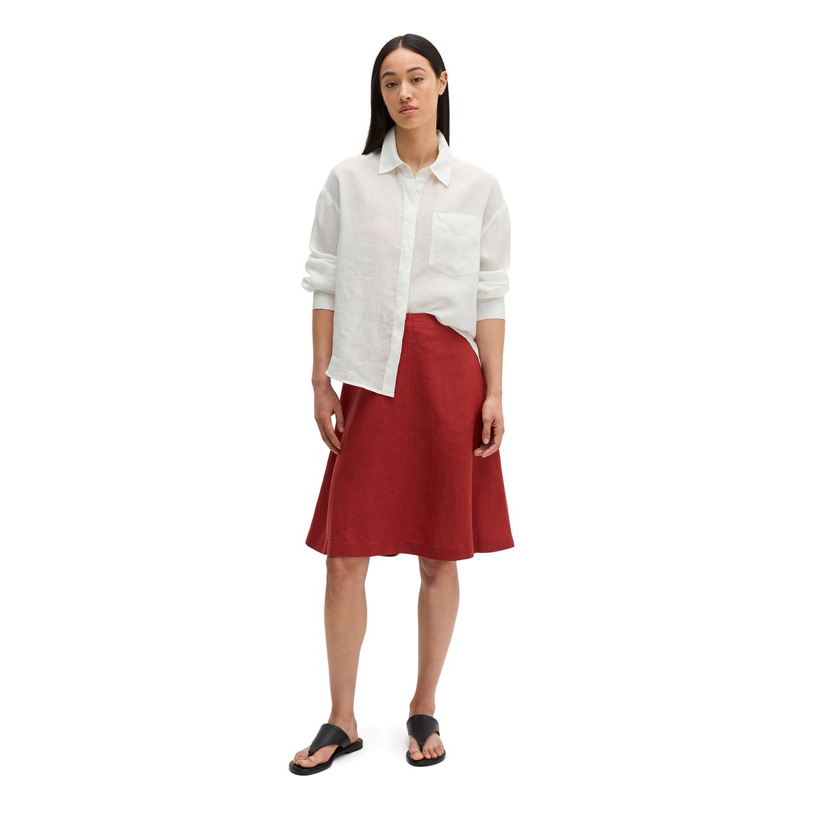 Jupe en lin A-Shape avec fermeture éclair sans couture dunkelrot, MARC O'POLO