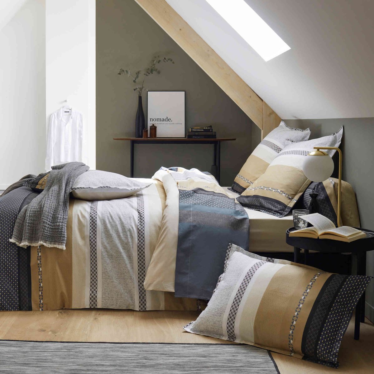 Parure de lit percale MARLOW gris, TRADILINGE