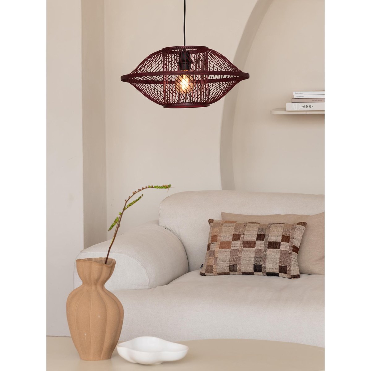 Lampe Suspendue Bambou MAUI bordeaux, GOOD & MOJO