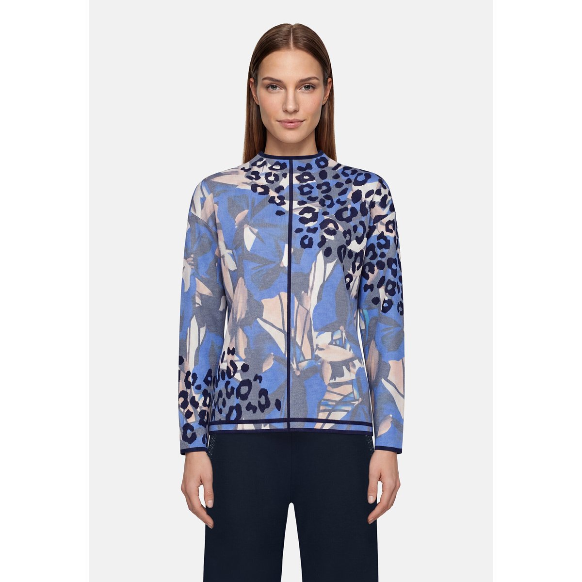 Pull-over en maille à imprimé bleu/beige, BETTY BARCLAY