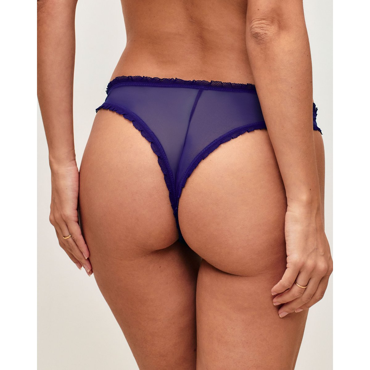 Tanga en tulle avec broderies pastèques MESHFRUITIZ bleu, UNDIZ