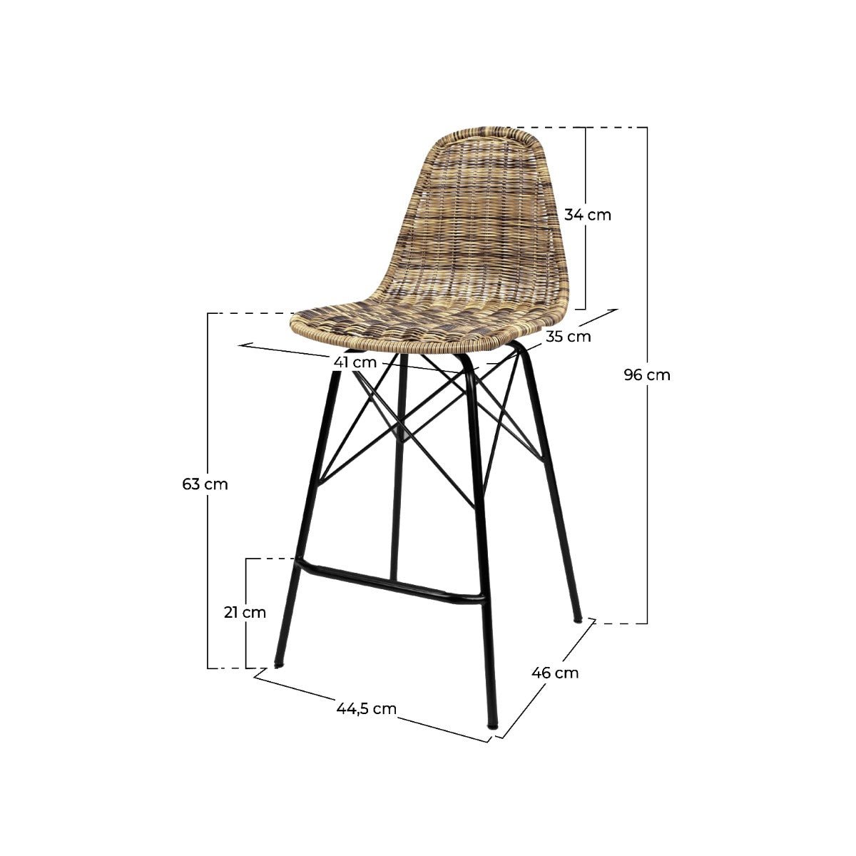 Lot de 2 chaises de bar 63 cm en résine - TIPTUR naturel, MAISON PAVANE
