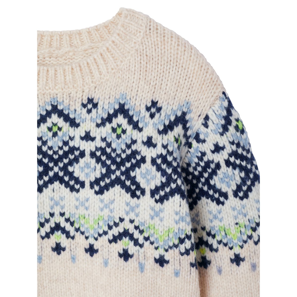 Pull jacquard col rond blanc, VERTBAUDET
