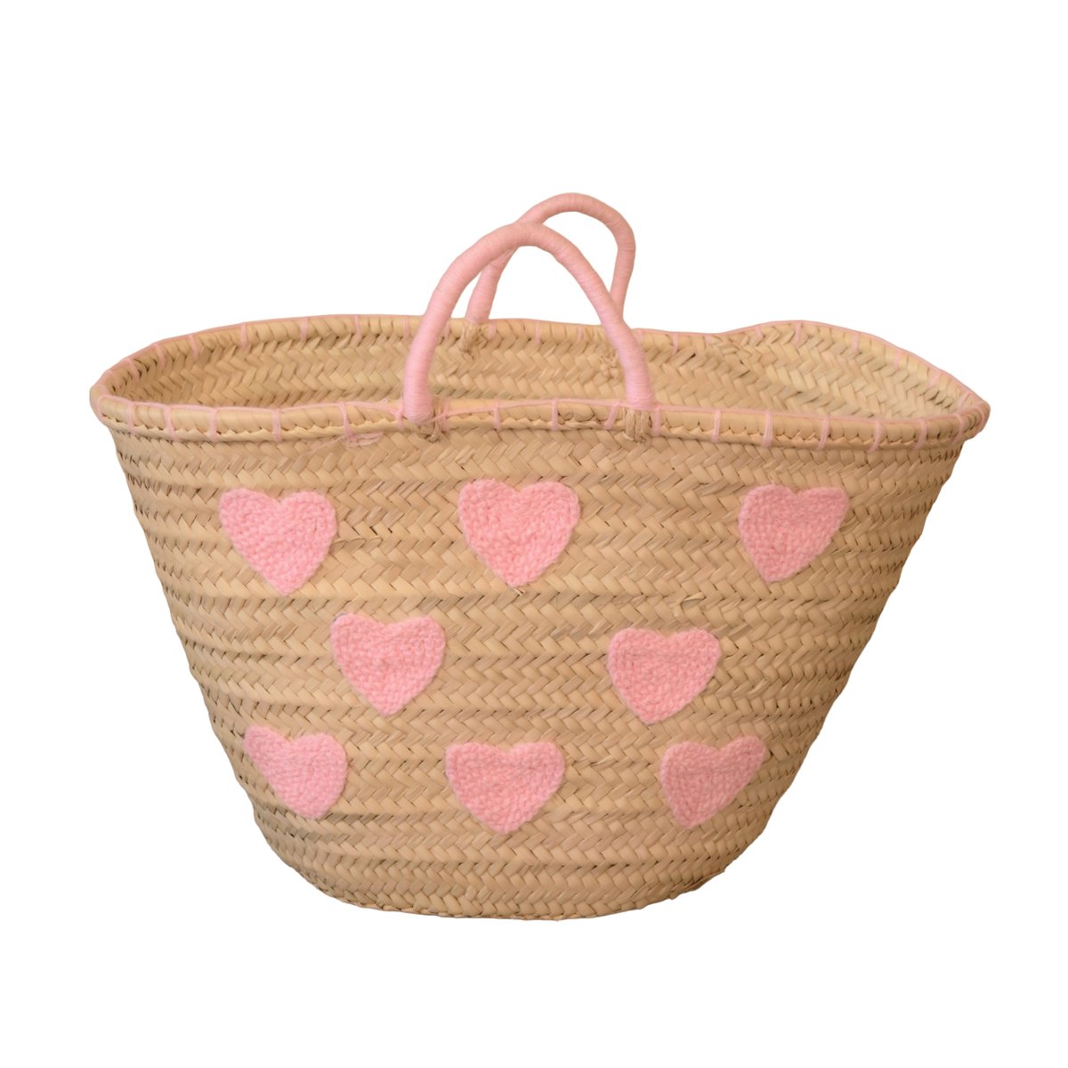 Panier Cœurs brodés -  LOJI rose, HOME MAISON