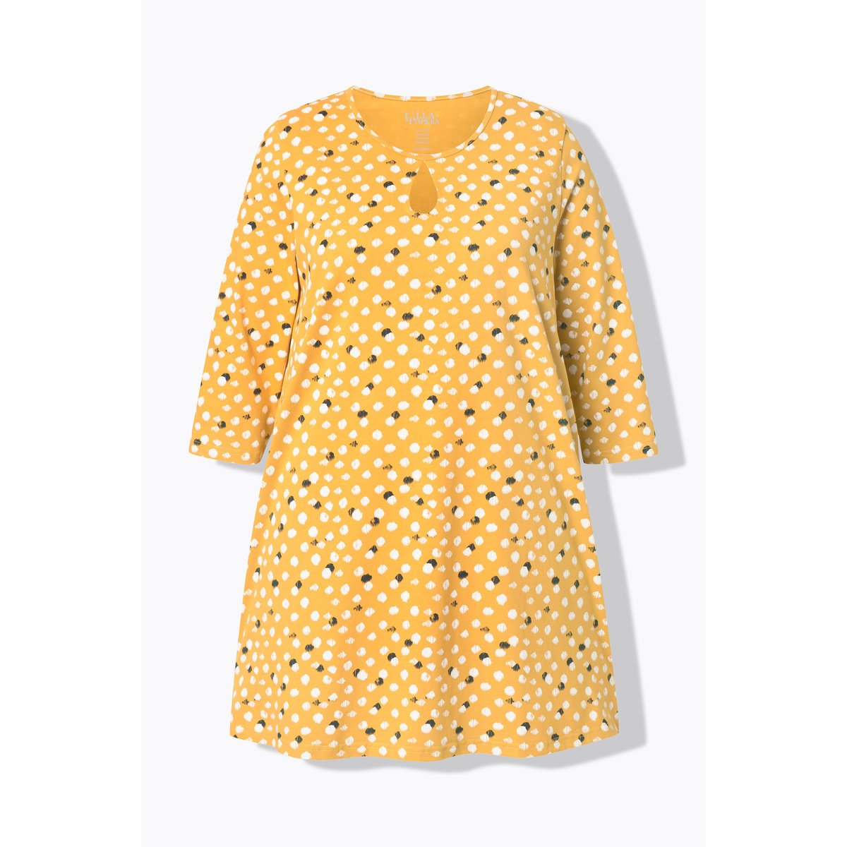 T-shirt long imprimé à pois moutarde, ULLA POPKEN