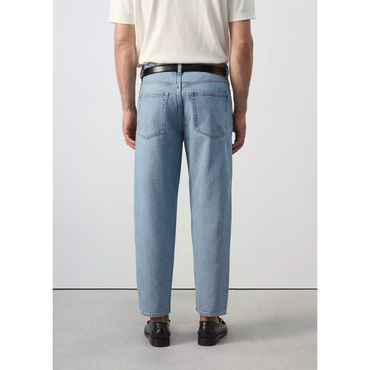Jean Sammy court coupe carotte bleu clair, MANGO MAN