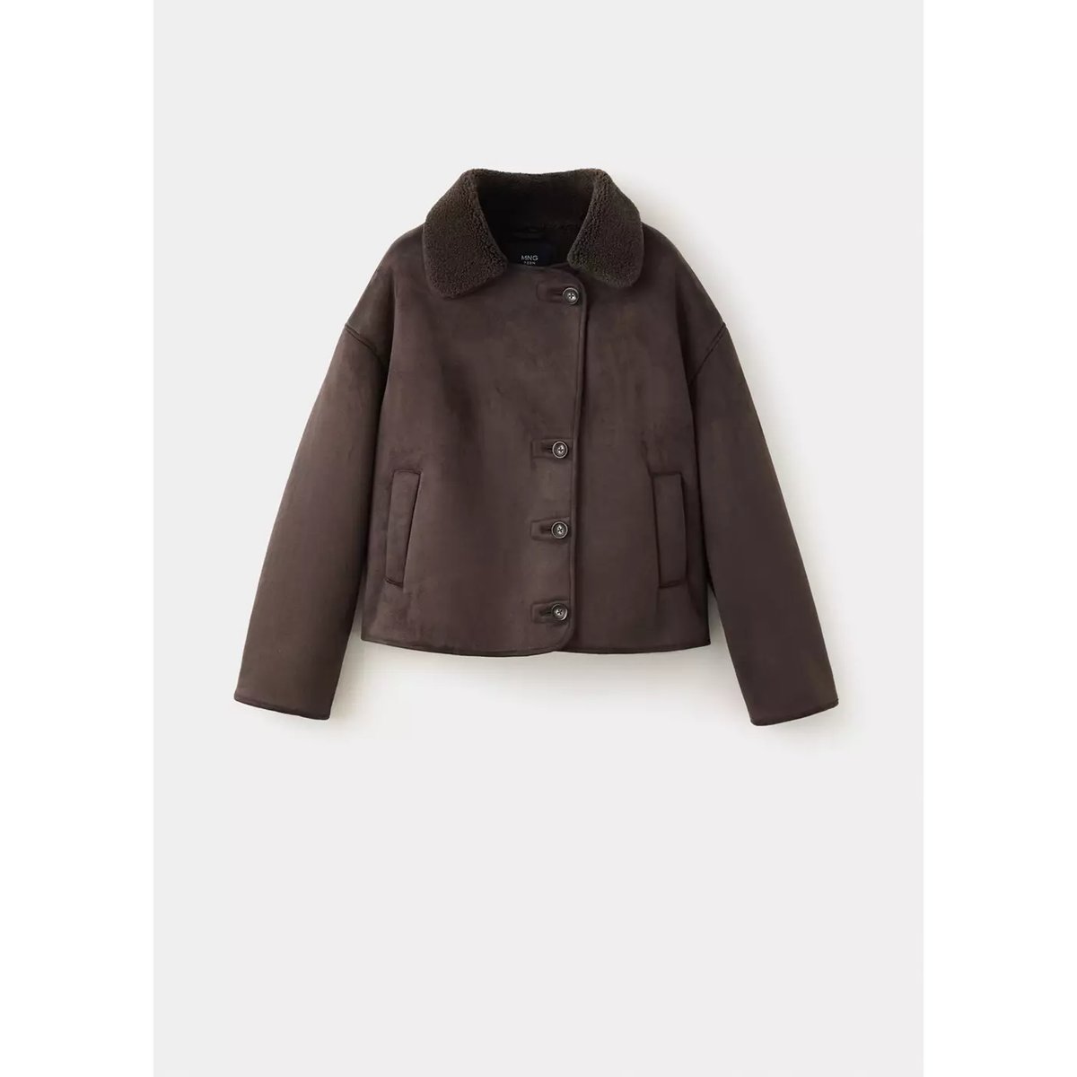 Manteau suédine en imitation mouton chocolat, MANGO TEEN