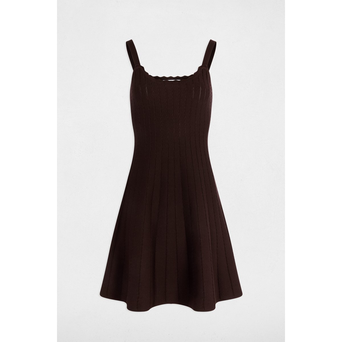 Robe tricot courte trapèze marron foncé, MORGAN