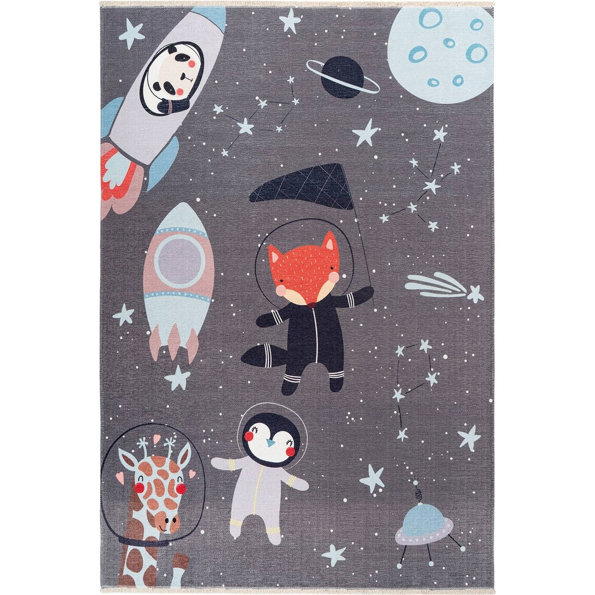 Tapis enfant en coton motif espace gris anthracite motif espace pastel, ARTE ESPINA