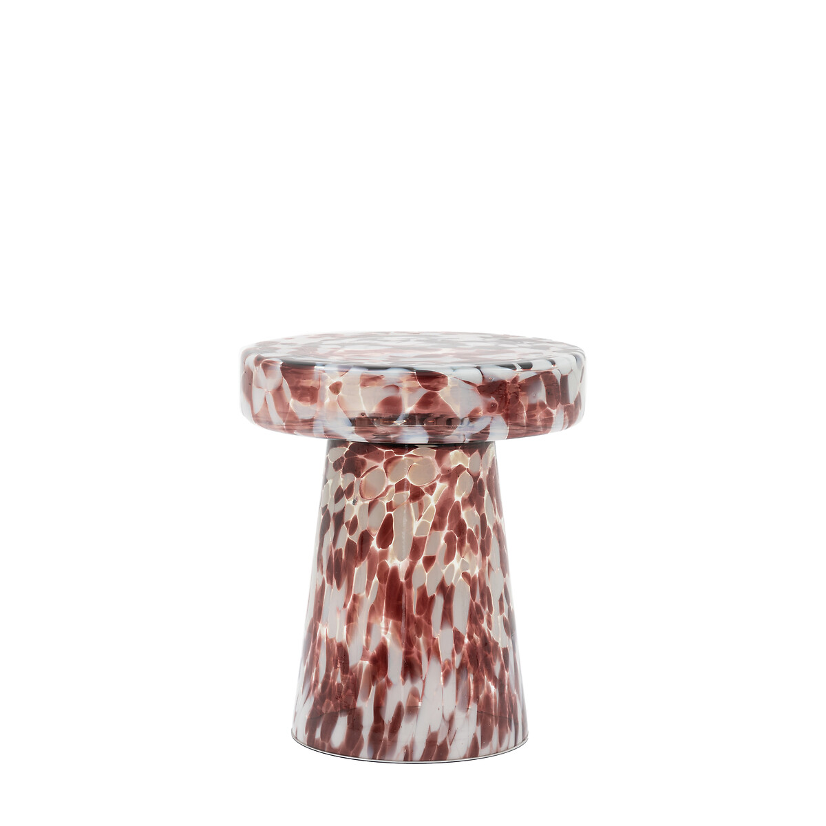 Mendoza Mottled Glass Pedestal Side Table leopard, SO'HOME