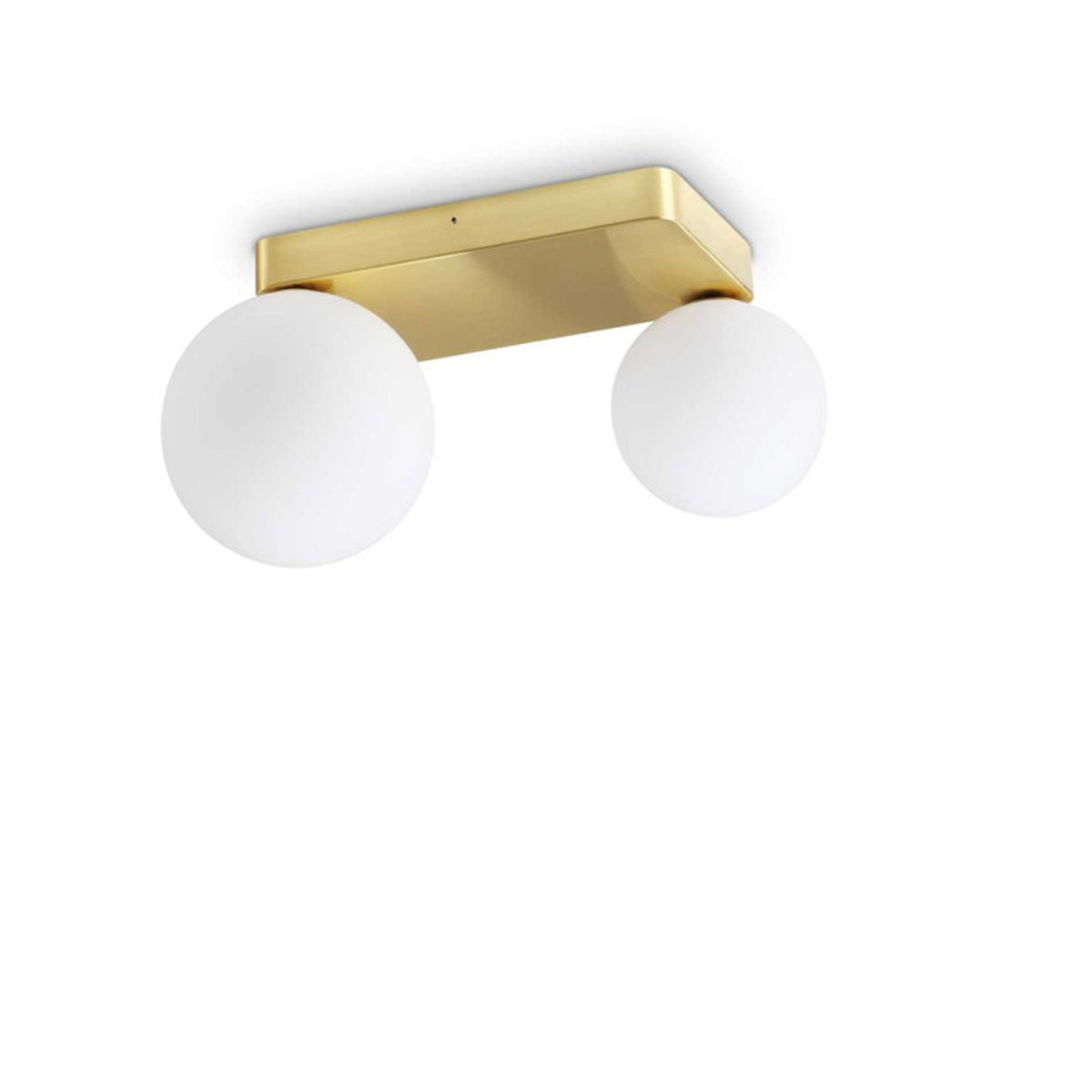 Applique dorée Penta 2 globes verre blanc soufflé doré, MILLUMINE