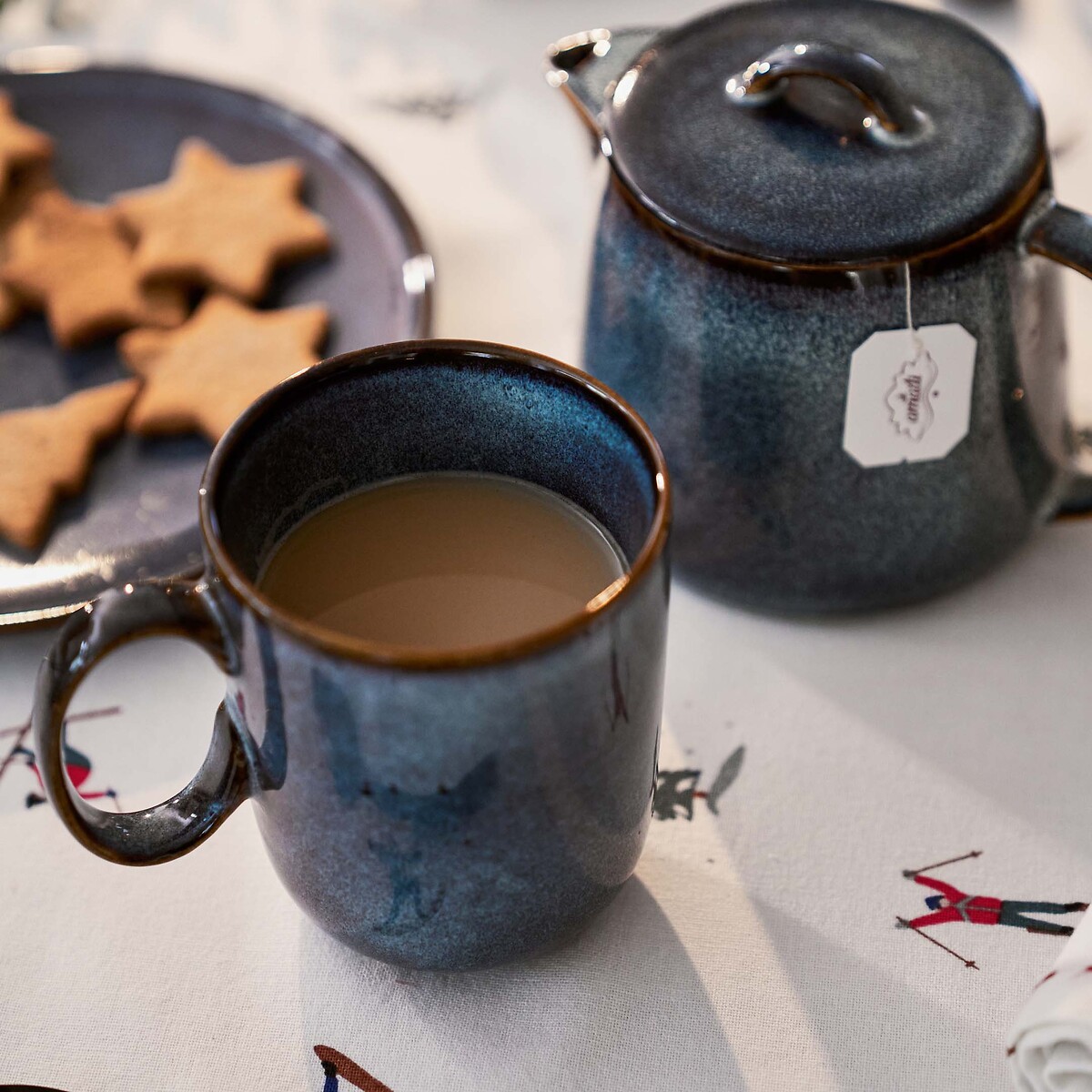 Lot de 6 mugs en grès, Onda bleu, LA REDOUTE INTERIEURS