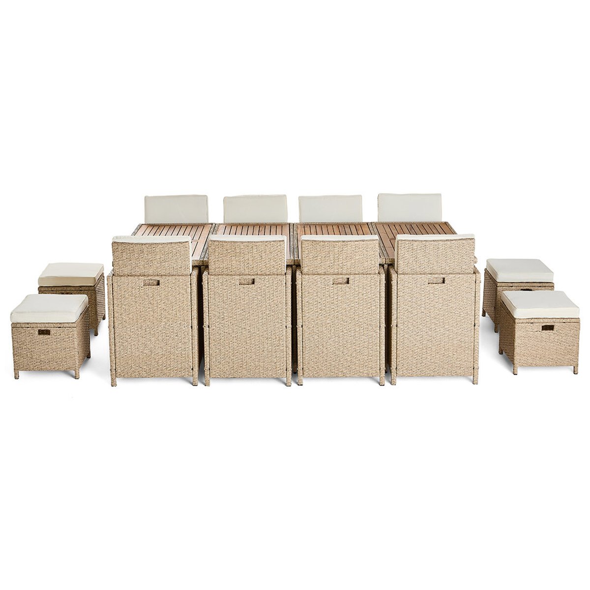 Salon de jardin encastrable 12 places, CUBA beige, BEST MOBILIER