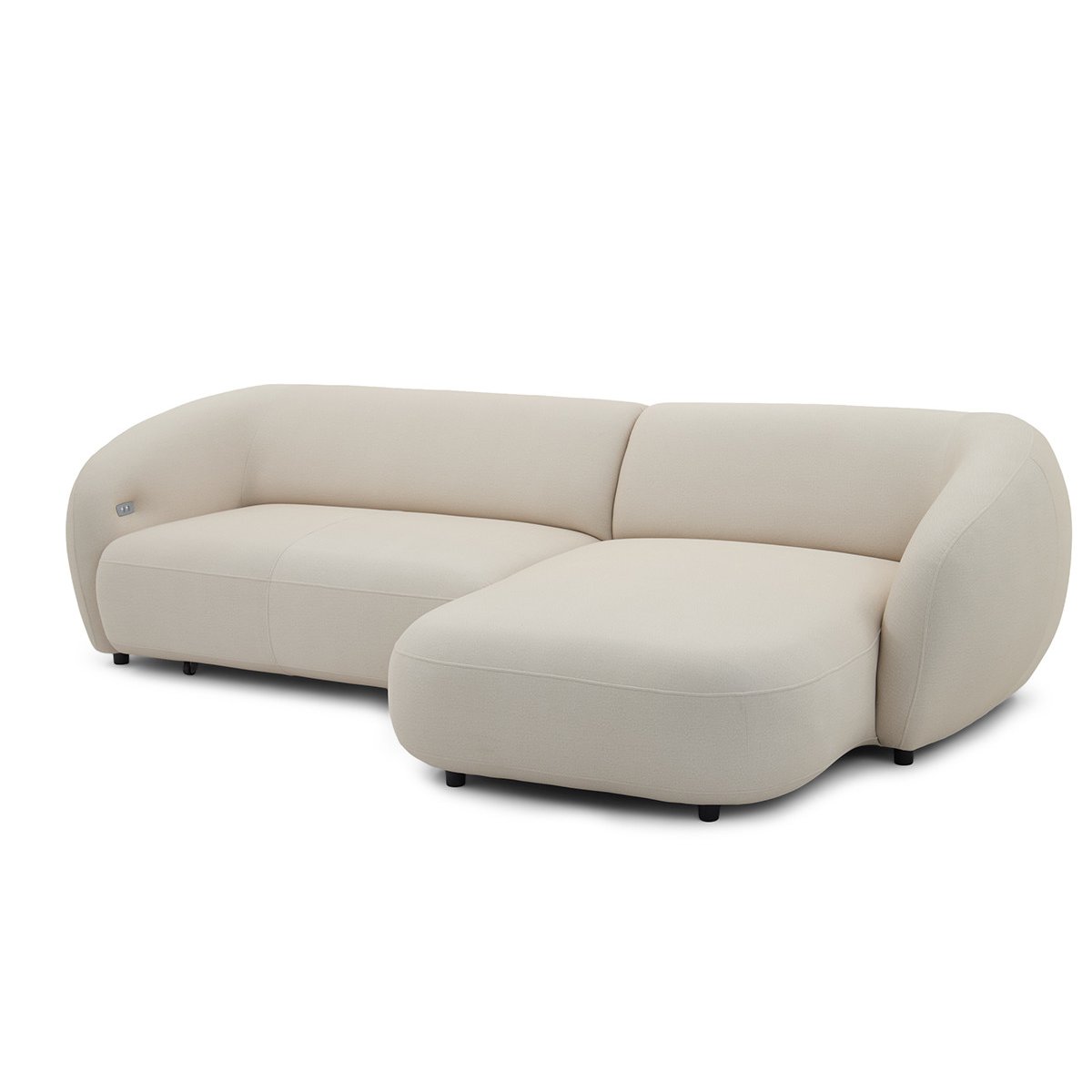 Canapé d'angle convertible 4 places en tissu lisse, HALO beige, BOBOCHIC