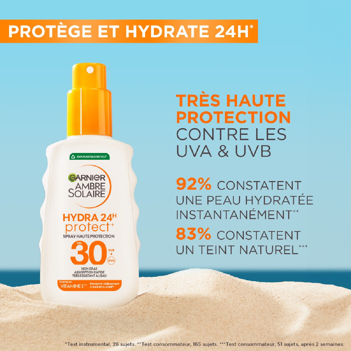 Ambre Solaire Hydra Protect 24H  Spray Protecteur SPF30 150mL couleur unique, GARNIER