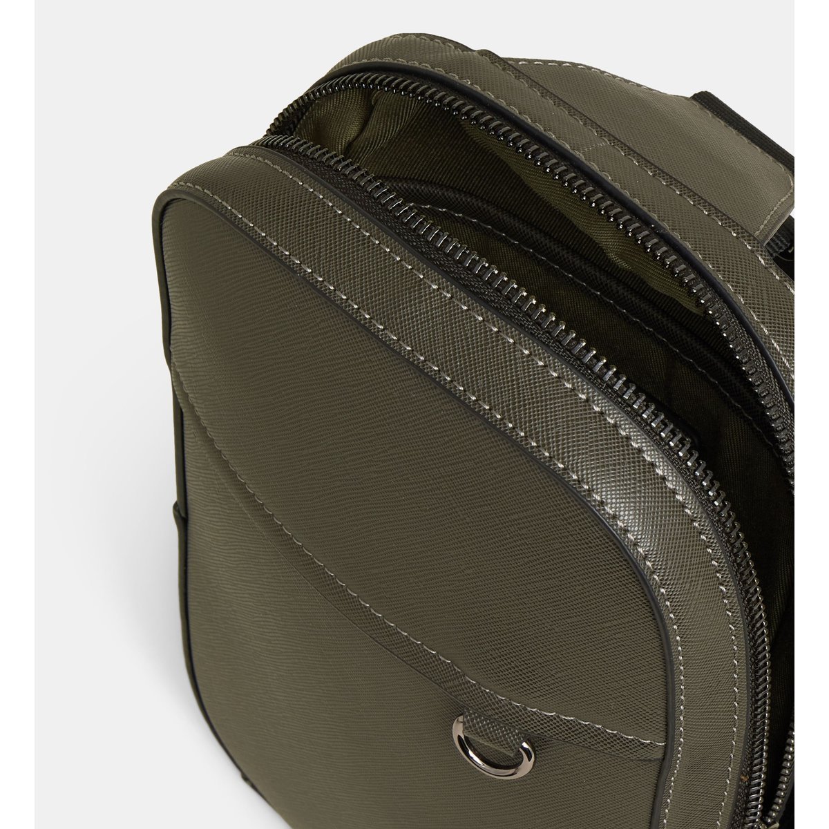 Sacoche crossbody victor effet saffiano gris, GALERIES LAFAYETTE