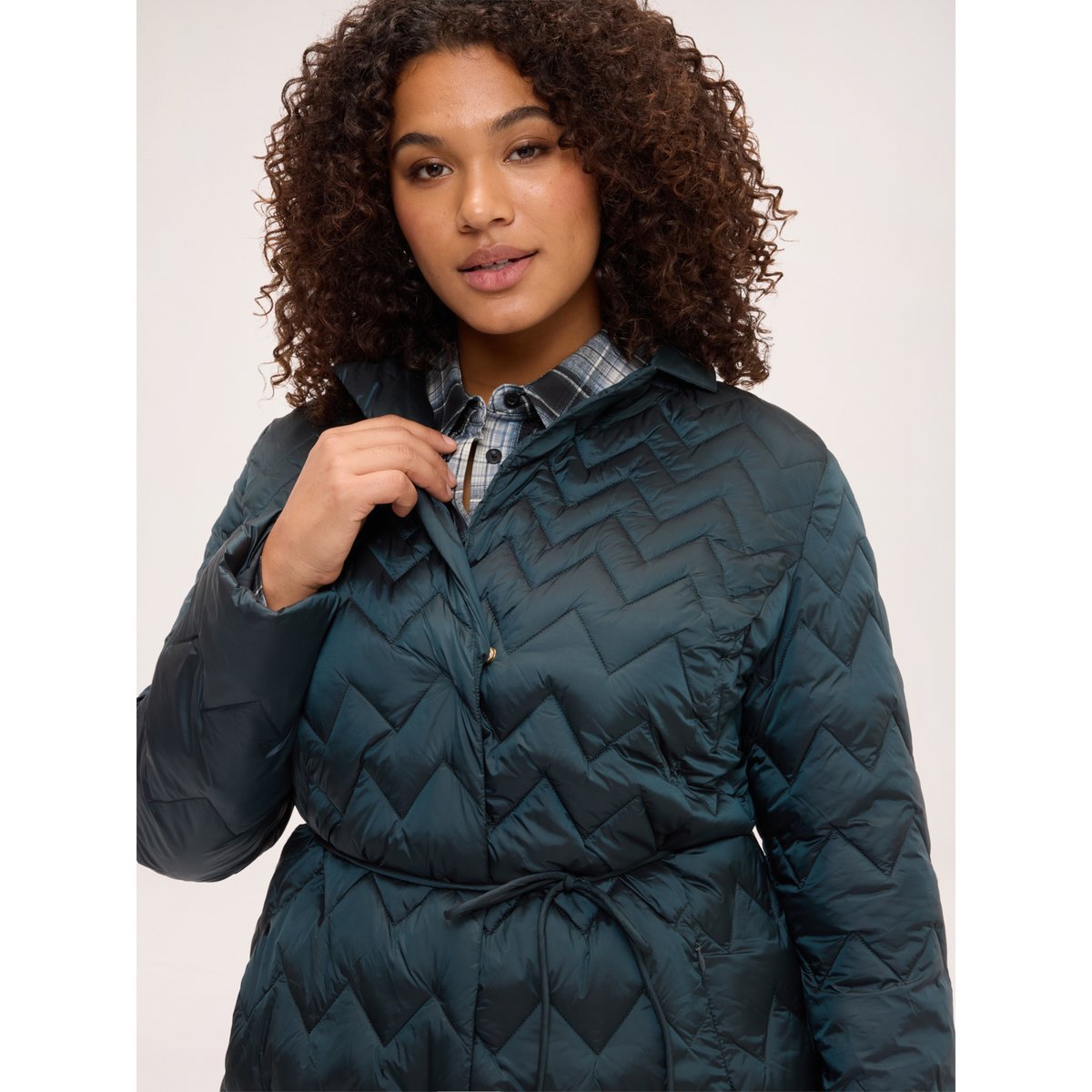 Doudoune matelassée à motif chevron vert, FIORELLA RUBINO