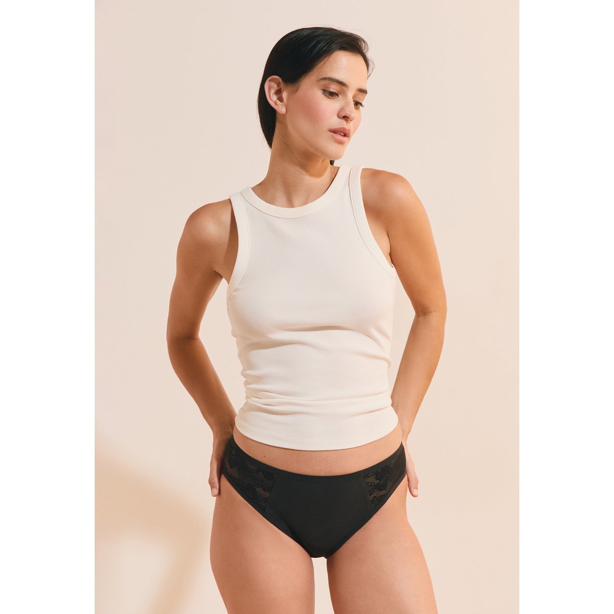 Culotte menstruelle avec détail en dentelle - Flux abondant NALYA noir, ETAM